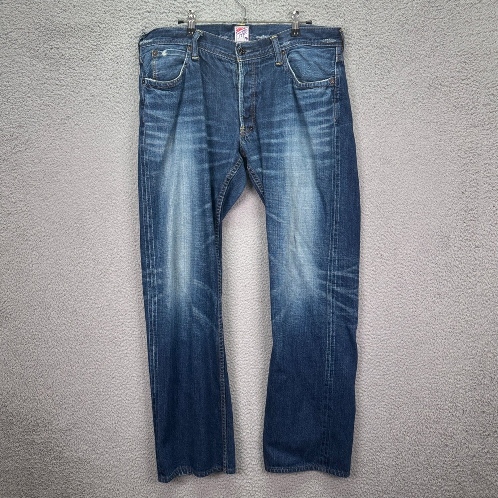 Prps Jeans Mens 36 Blue Japanese Denim Indigo Straight Leg Whiskered Button Rare